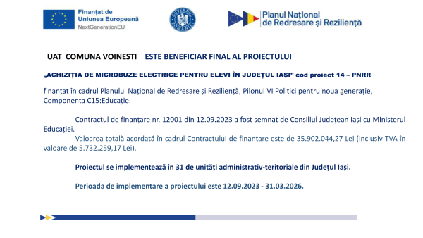 Achiziția de microbuze electrice pentru elevi în județul Iași