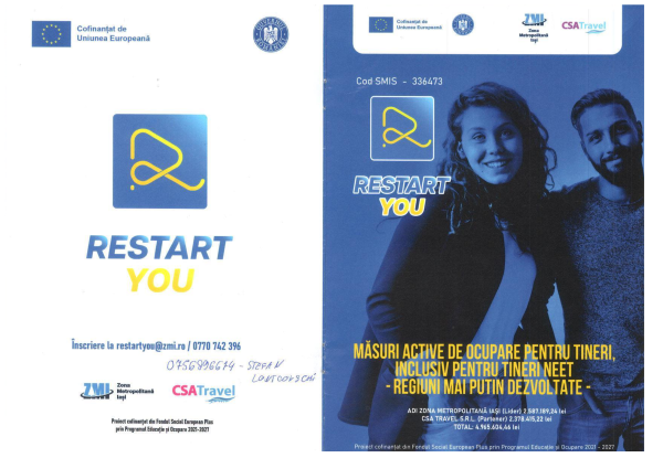RESTART YOU cod SMIS - 336473 Măsuri active de ocupare pentru tineri, inclusiv pentru tineri neet - Regiuni mai puțin dezvoltate -